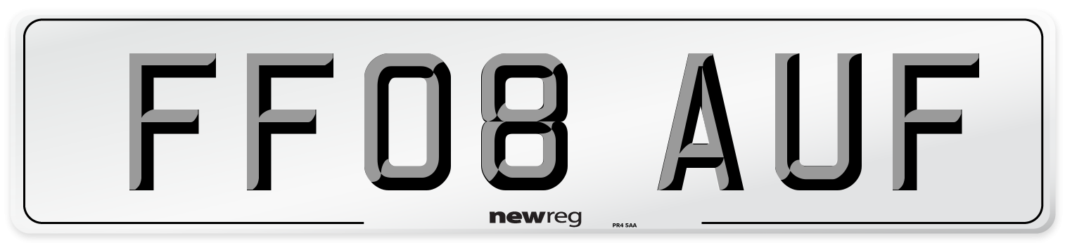 FF08 AUF Number Plate from New Reg